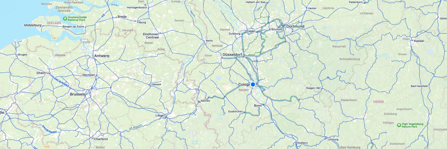 Ausschnitt einer Deutschland-Karte, auf der Nordrhein-Westfalen zu sehen ist.